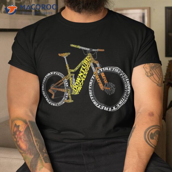 Bicycle Anatomy Mountain Bike Mtb Parts Funny Biker Rider Shirt