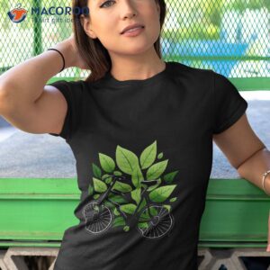 biking walking in nature bike lover black green leaf shirt tshirt 1