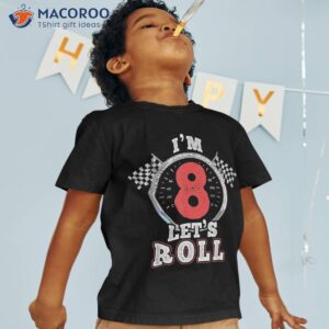 birthday boy 8 eight race car 8th racing flag shirt tshirt