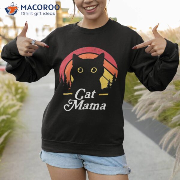 Black Cat Mom Mama Retro Wildlife Happy Mother’s Day 2023 Shirt