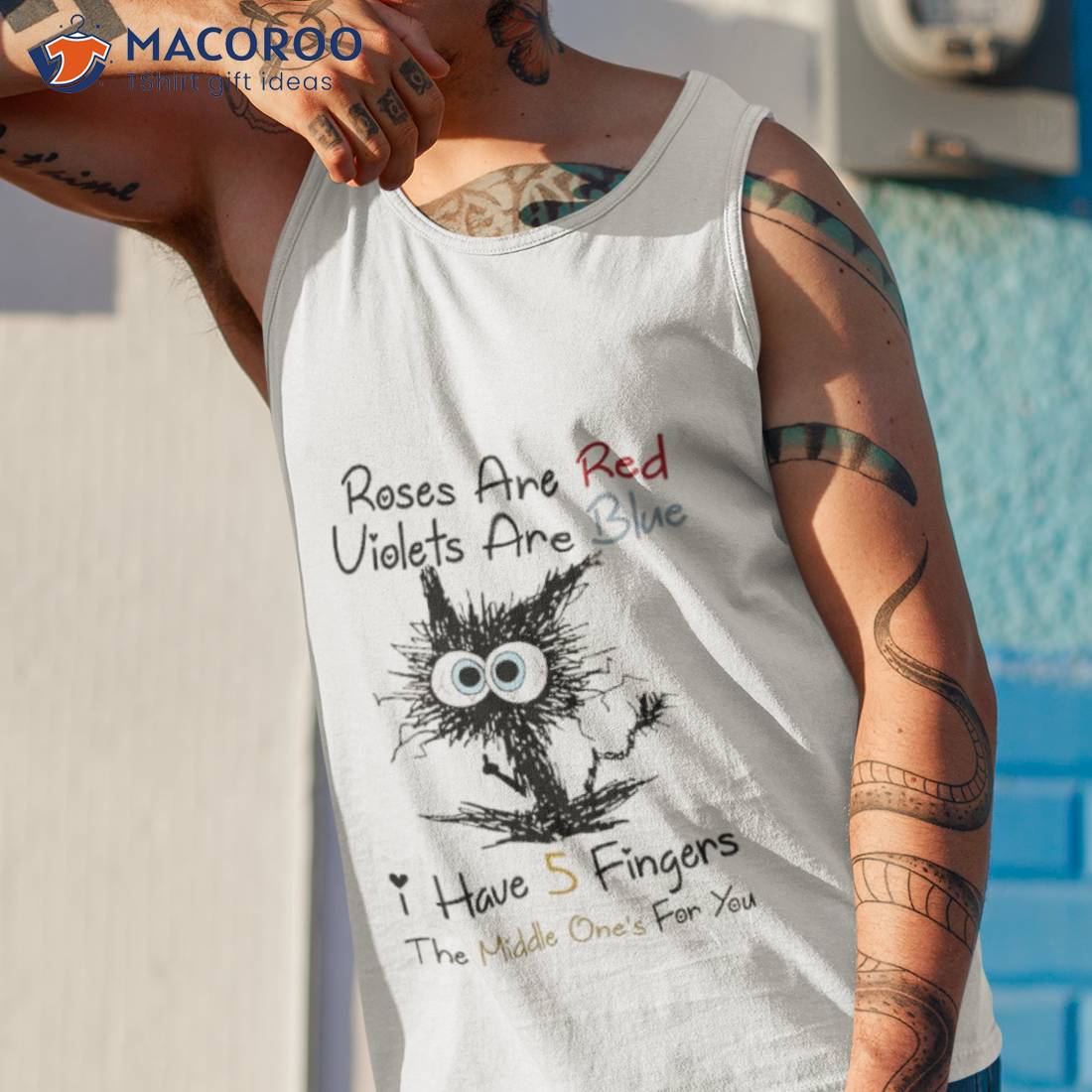 Black Cat Roses Are Red Violets Are Blue I Have 5 Fingers The Middle One’s For You Shirt Black Cat Roses Are Red Violets Are Blue I Have 5 Fingers The Middle One’s For You Shirt