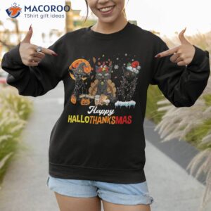 black cats halloween merry christmas happy hallothanksmas shirt sweatshirt