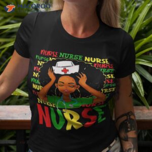 black woman nurse afro retro juneteenth history month shirt tshirt 3