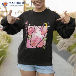 boba tea cat bubble kawaii anime japanese girls teenager shirt sweatshirt 1