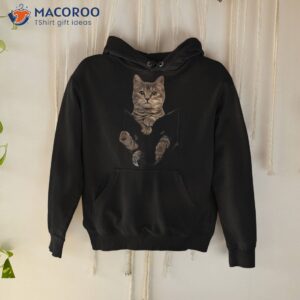 brown cat sits in pocket shirt cats tee gifts hoodie