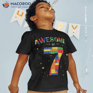 Building Blocks Bricks Awesome At 7 Years Old Birthday Boy Shirt