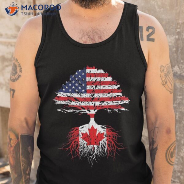 Canadian Roots American Grown Canada Flag Tshirt