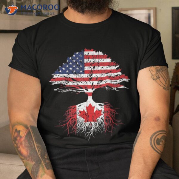 Canadian Roots American Grown Canada Flag Tshirt