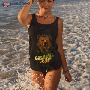 cannabis bear brown bear smoking shirt tank top 3