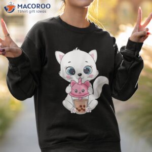 cat boba tea bubble anime kawaii neko for girls teenager shirt sweatshirt 2