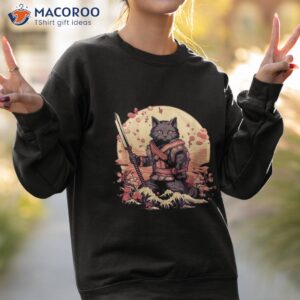 cat japanese art ninja ukiyo e anime samurai shirt sweatshirt 2