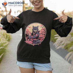 cat japanese art ninja ukiyo e anime samurai shirt sweatshirt