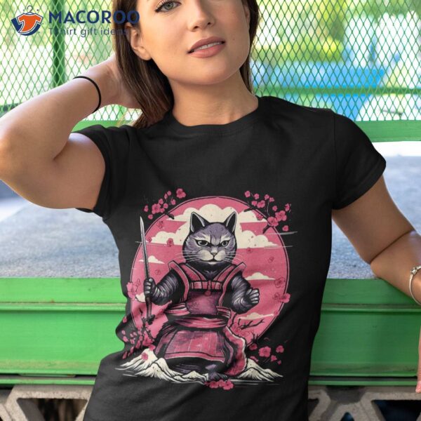Cat Japanese Art Ninja Ukiyo-e Anime Samurai Shirt