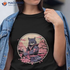 Cat Japanese Art Ninja Ukiyo-e Anime Samurai Shirt