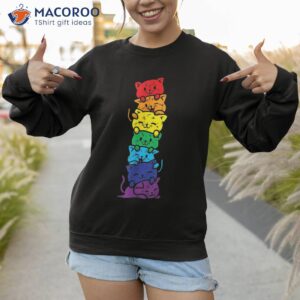 cat stack rainbow gay pride cute lgbt animal pet lover gift shirt sweatshirt