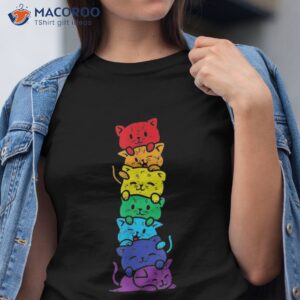 cat stack rainbow gay pride cute lgbt animal pet lover gift shirt tshirt