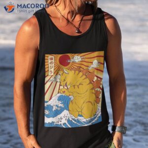 catzilla vintage funny cute cat art japanese sunset shirt tank top