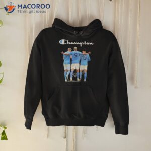 champion kevin bruyne erling haaland and julian alvarez manchester city fc 2023 signatures shirt hoodie