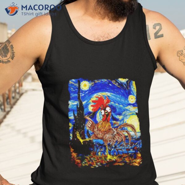 Chicken Starry Night Van Gogh Shirt