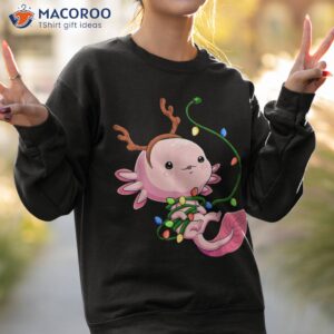 christmas axolotl santa hat funny reindeer outfit shirt sweatshirt 2