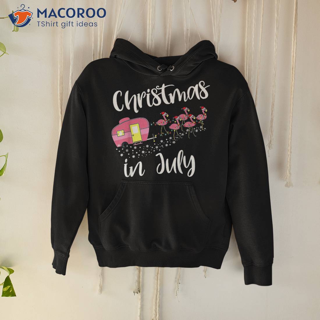 Christmas In July Flamingo Pink Funny Camping Camper Trailer Shirt Christmas In July Flamingo Pink Funny Camping Camper Trailer Shirt