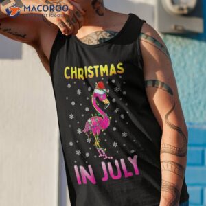 christmas in july pink flamingo funny xmas kids shirt tank top 1