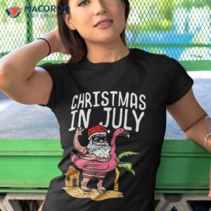 christmas in july santa hawaii flamingo summer beach kids shirt tshirt 1