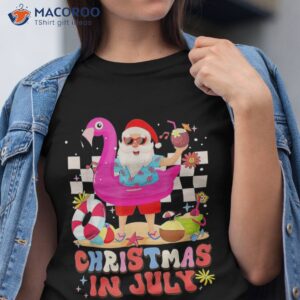 christmas in july santa hawaii sunglasses flamingo groovy shirt tshirt