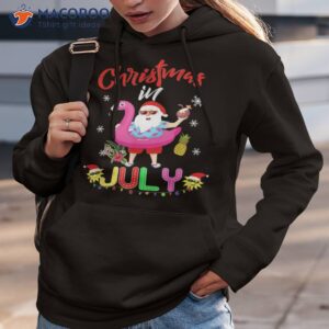 christmas in july santa hawaiian flamingo summer beach shirt hoodie 3