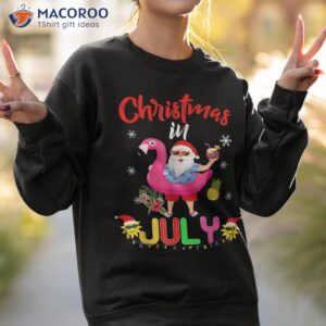 christmas in july santa hawaiian flamingo summer beach shirt sweatshirt 2