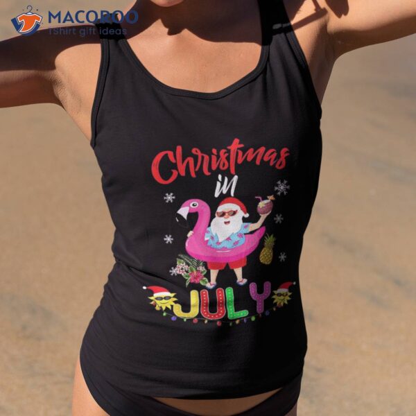 Christmas In July Santa Hawaiian Flamingo Summer Beach Shirt