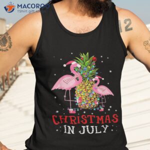 christmas in july shirt funny flamingo pineapple summer tank top 3