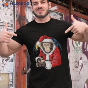 Christmas Monkey Chimpanzee Santa Claus Hat Shirt