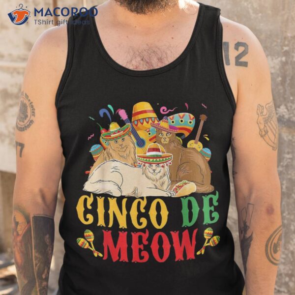 Cinco De Mayo Lets Fiesta Meow Cats Kitty Kitten Shirt