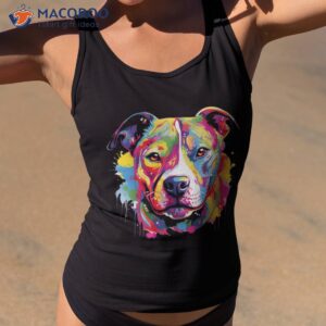 Colorful Pit-bull Terrier Dog Love-r Dad Mom, Boy Girl Funny Shirt