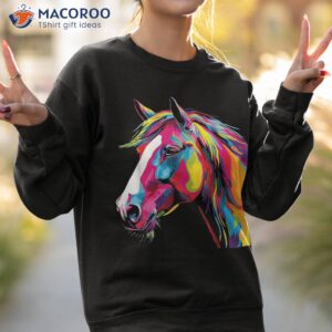 colorful pop art horse portrait lover funny rider shirt sweatshirt 2