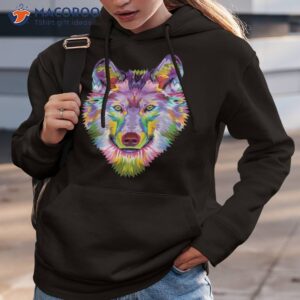Colorful Wolf Head Art Face Gifts For Lover Wolves Wildlife Shirt