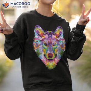 colorful wolf head art face gifts for lover wolves wildlife shirt sweatshirt 2