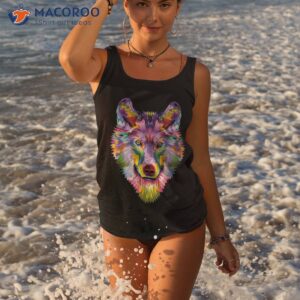 colorful wolf head art face gifts for lover wolves wildlife shirt tank top 3