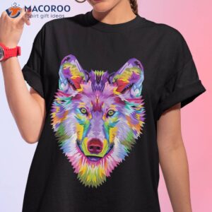 Colorful Wolf Head Art Face Gifts For Lover Wolves Wildlife Shirt