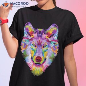 colorful wolf head art face gifts for lover wolves wildlife shirt tshirt 1