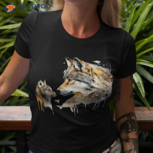 Colorful Wolf Mom & Son Cubs Watercolor For Mother’s Day Shirt