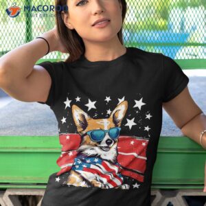 corgi dog 4th of july anime stars flag sunglasses cute shirt tshirt 1