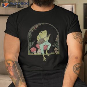 cottagecore aesthetic frog playing banjo on mushroom cute shirt tshirt