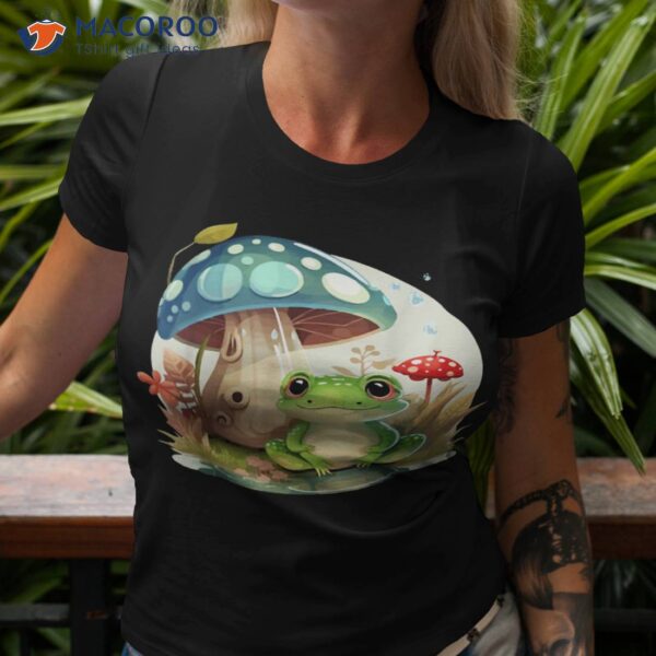 Cottagecore Frog Aesthetic Cute With Mushroom Mycology Shirt