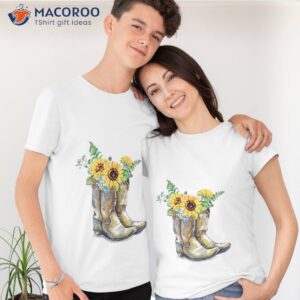 cowgirl sunflower boots for woman t shirt tshirt