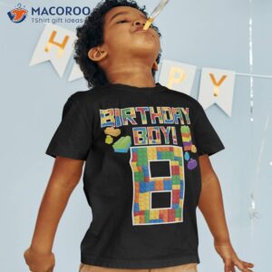 cute 8th birthday gift 8 years old block building boys kids shirt tshirt