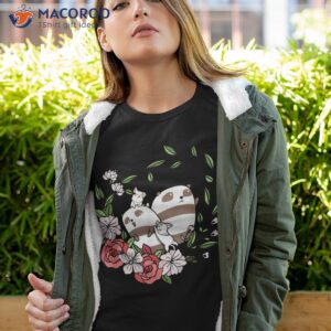 Cute Anime Cat Panda Floral ‘s Graphic Tees Shirt