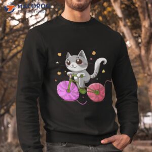 cute cat riding a bicycle gift store motif graphic design ra shirt sweatshirt