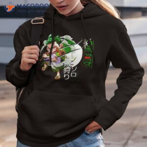 cute chibi of roronoa zoro japanese text one piece manga shirt hoodie 3